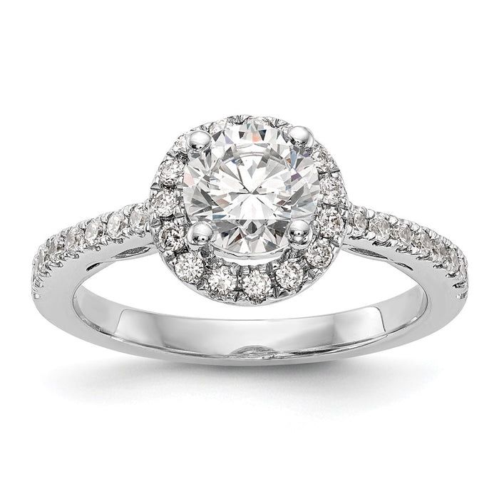Exclusive 14K White Gold Halo Engagement Ring for 1 Carat Center, Stylish Design-1