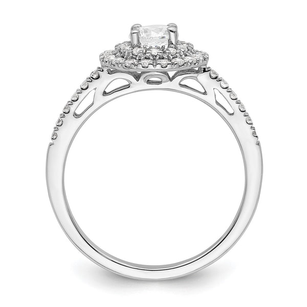 Buy Exclusive 14K White Gold Double Halo Engagement Ring - 1/4 Carat Center