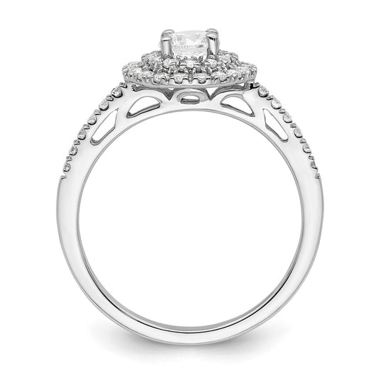 Buy Exclusive 14K White Gold Double Halo Engagement Ring - 1/4 Carat Center