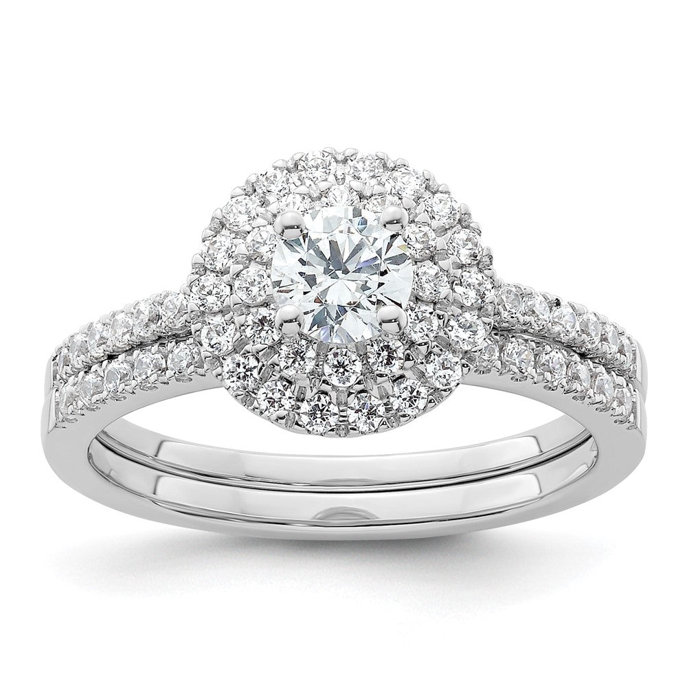 Buy Exclusive 14K White Gold Double Halo Engagement Ring - 1/4 Carat Center