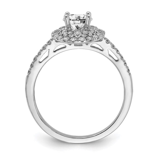 Buy Exclusive 14K White Gold Double Halo Engagement Ring | 1/2 Carat Center