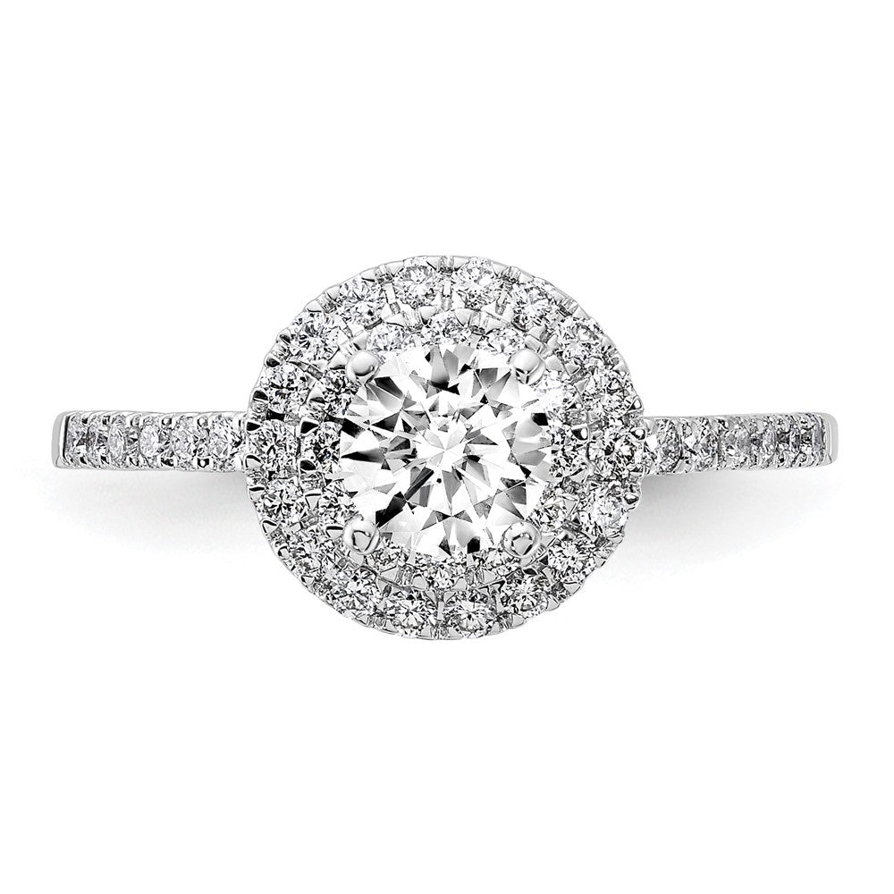 Buy Exclusive 14K White Gold Double Halo Engagement Ring | 1/2 Carat Center