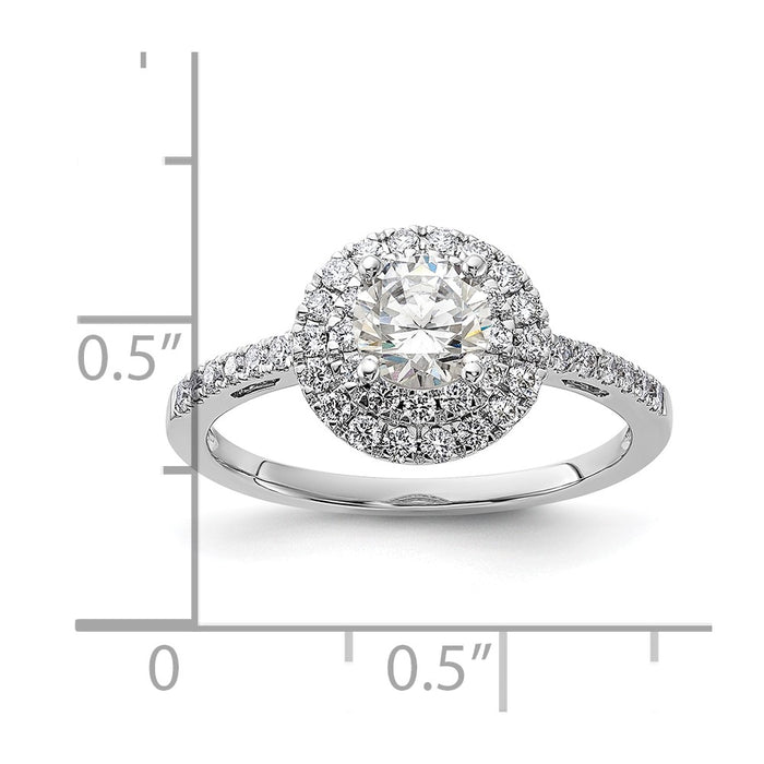 Buy Exclusive 14K White Gold Double Halo Engagement Ring | 1/2 Carat Center-8