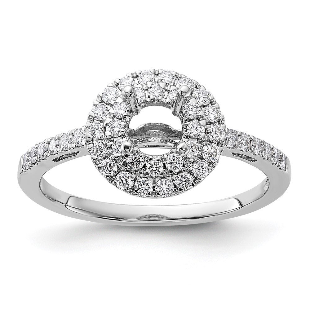 Buy Exclusive 14K White Gold Double Halo Engagement Ring | 1/2 Carat Center