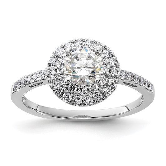 Buy Exclusive 14K White Gold Double Halo Engagement Ring | 1/2 Carat Center