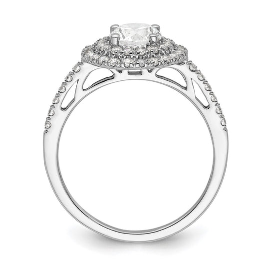 High-Quality 14K White Gold Double Halo Engagement Ring for 3/4 Carat Diamond