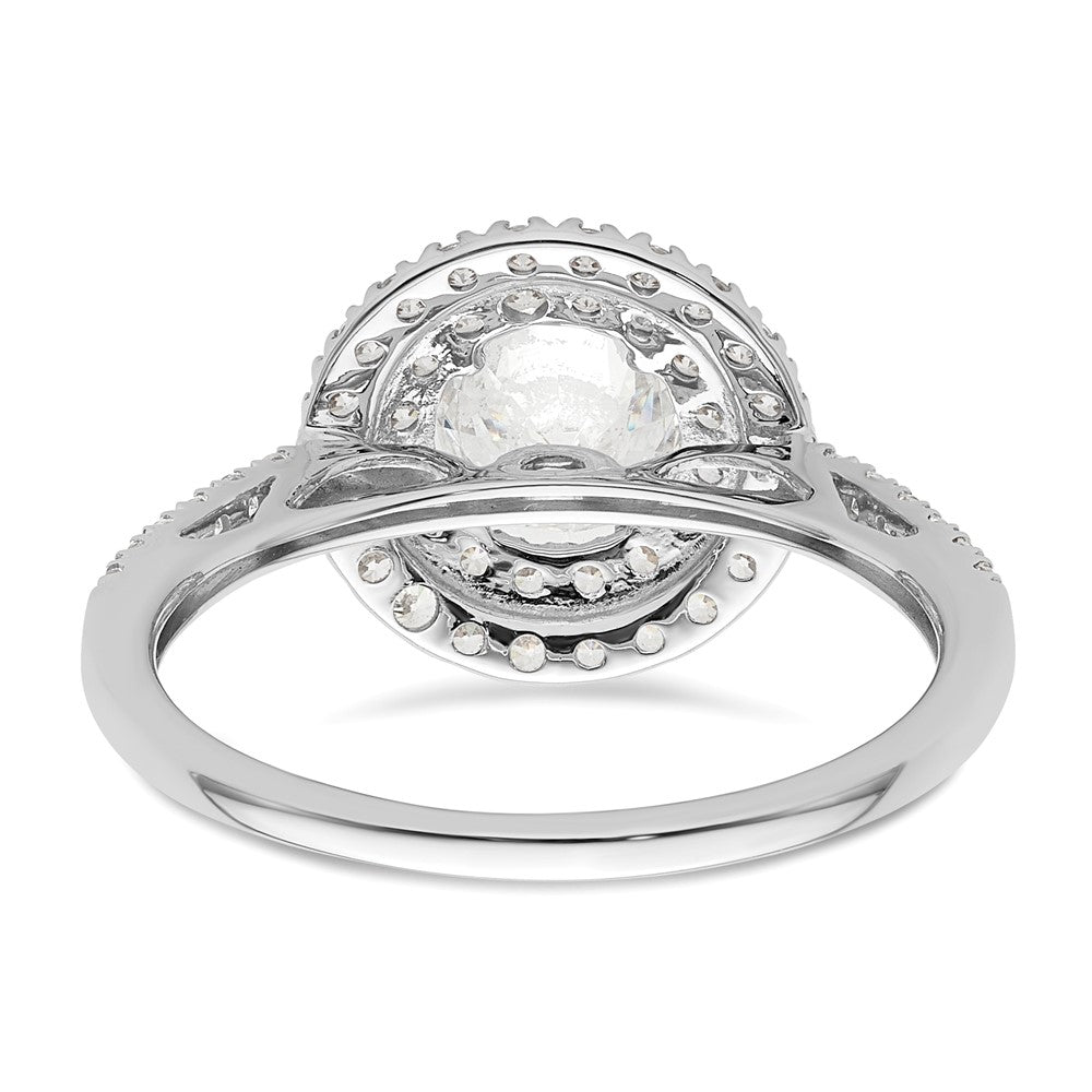 High-Quality 14K White Gold Double Halo Engagement Ring for 3/4 Carat Diamond