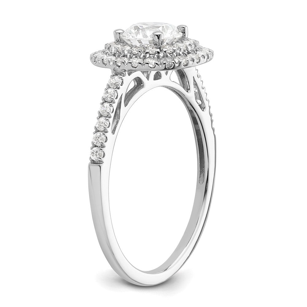 High-Quality 14K White Gold Double Halo Engagement Ring for 3/4 Carat Diamond