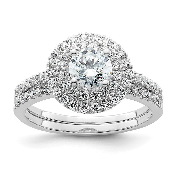 High-Quality 14K White Gold Double Halo Engagement Ring for 3/4 Carat Diamond-7