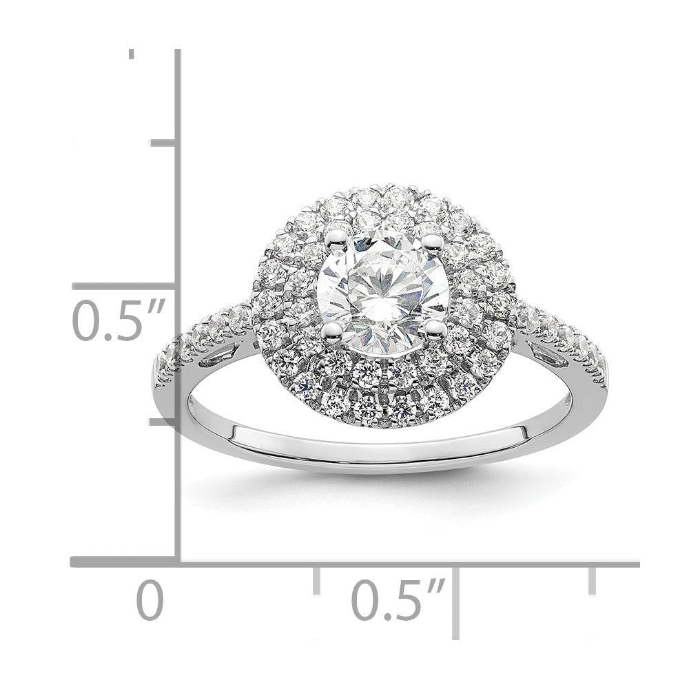 High-Quality 14K White Gold Double Halo Engagement Ring for 3/4 Carat Diamond