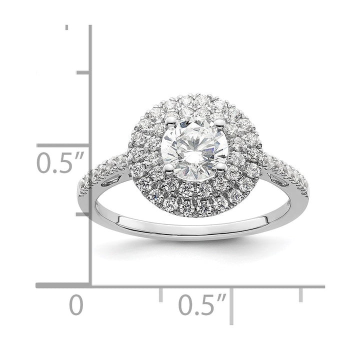 High-Quality 14K White Gold Double Halo Engagement Ring for 3/4 Carat Diamond-8