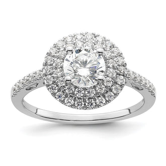 High-Quality 14K White Gold Double Halo Engagement Ring for 3/4 Carat Diamond