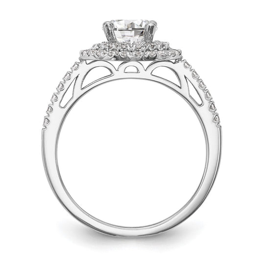 Exclusive 14K White Gold Double Halo Engagement Ring for 1 Carat Center, 1/2 ct Diamonds - Luxury Style!