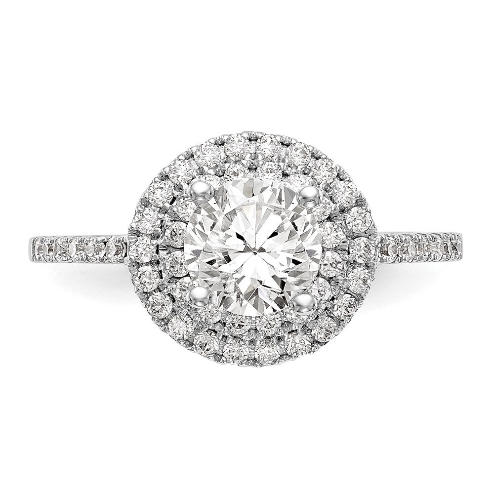 Exclusive 14K White Gold Double Halo Engagement Ring for 1 Carat Center, 1/2 ct Diamonds - Luxury Style!