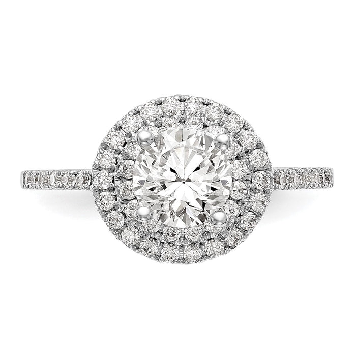 Exclusive 14K White Gold Double Halo Engagement Ring for 1 Carat Center, 1/2 ct Diamonds - Luxury Style!-4