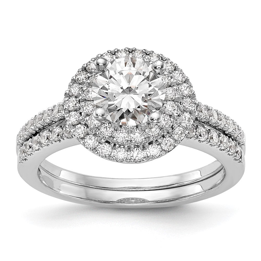 Exclusive 14K White Gold Double Halo Engagement Ring for 1 Carat Center, 1/2 ct Diamonds - Luxury Style!