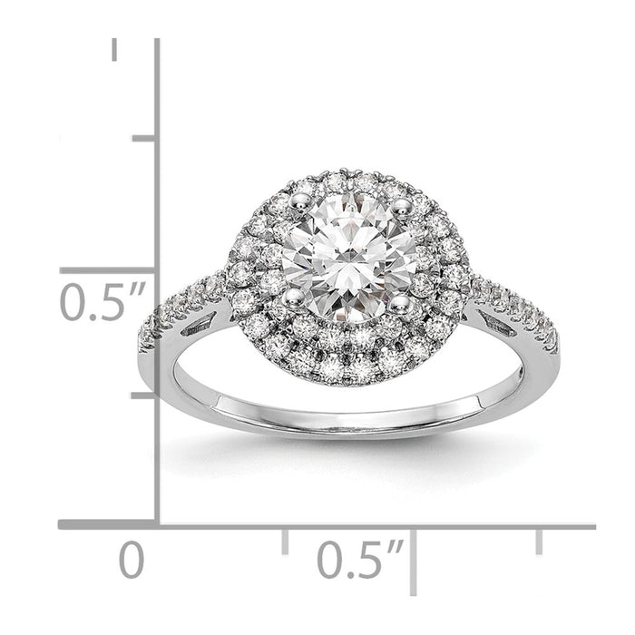 Exclusive 14K White Gold Double Halo Engagement Ring for 1 Carat Center, 1/2 ct Diamonds - Luxury Style!-8