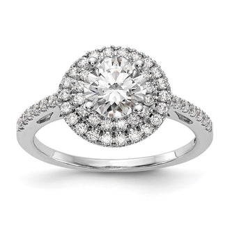 Exclusive 14K White Gold Double Halo Engagement Ring for 1 Carat Center, 1/2 ct Diamonds - Luxury Style!