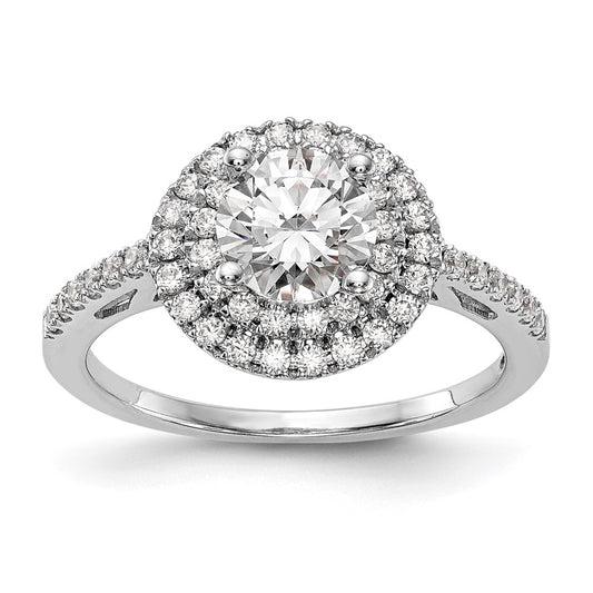 Exclusive 14K White Gold Double Halo Engagement Ring for 1 Carat Center, 1/2 ct Diamonds - Luxury Style!