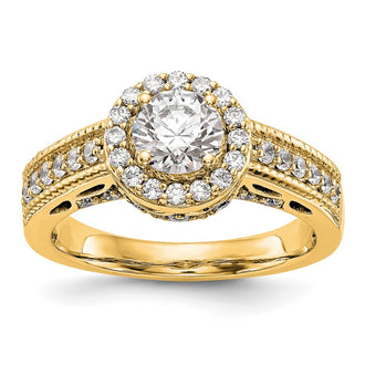 Exclusive 14K Gold Halo Semi-Mount Engagement Ring - 3/4 Carat Center, Stylish Value