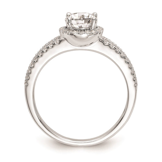 Designer 14K White Gold Round Halo Engagement Ring Setting - Stylish Value Offer