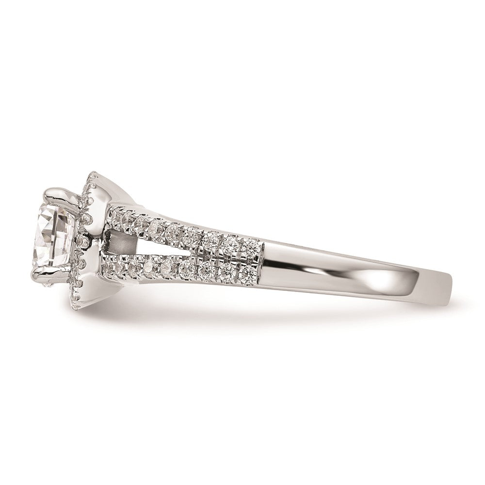 Designer 14K White Gold Round Halo Engagement Ring Setting - Stylish Value Offer