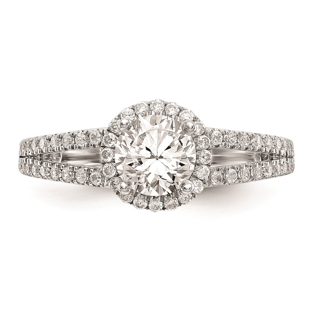 Designer 14K White Gold Round Halo Engagement Ring Setting - Stylish Value Offer
