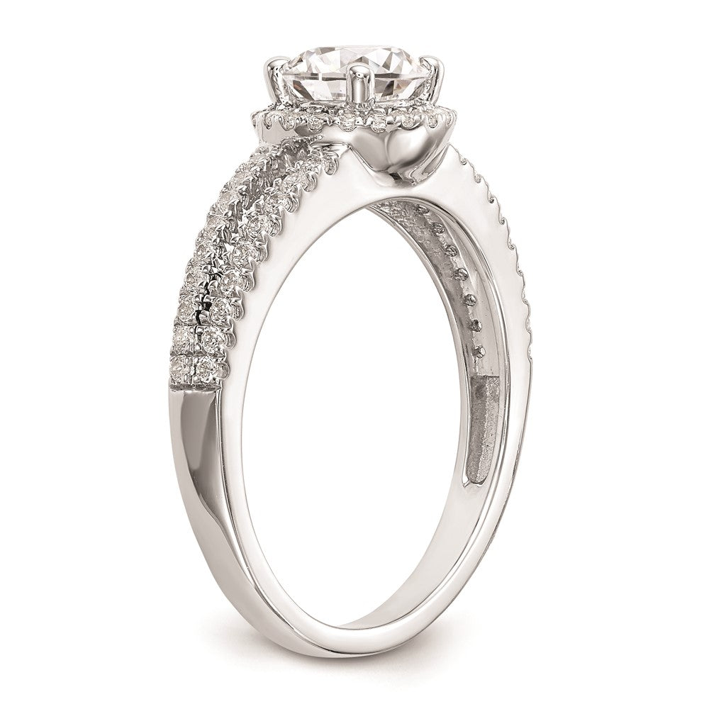 Designer 14K White Gold Round Halo Engagement Ring Setting - Stylish Value Offer