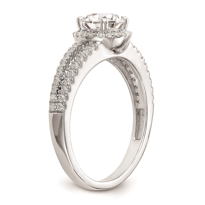 Designer 14K White Gold Round Halo Engagement Ring Setting - Stylish Value Offer-6