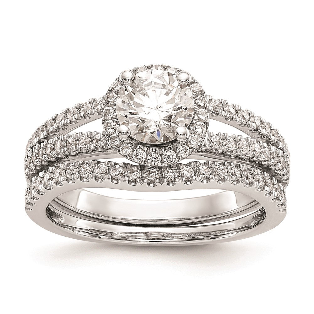 Designer 14K White Gold Round Halo Engagement Ring Setting - Stylish Value Offer