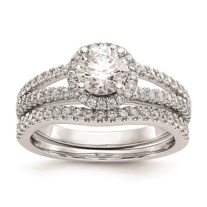 Designer 14K White Gold Round Halo Engagement Ring Setting - Stylish Value Offer-7