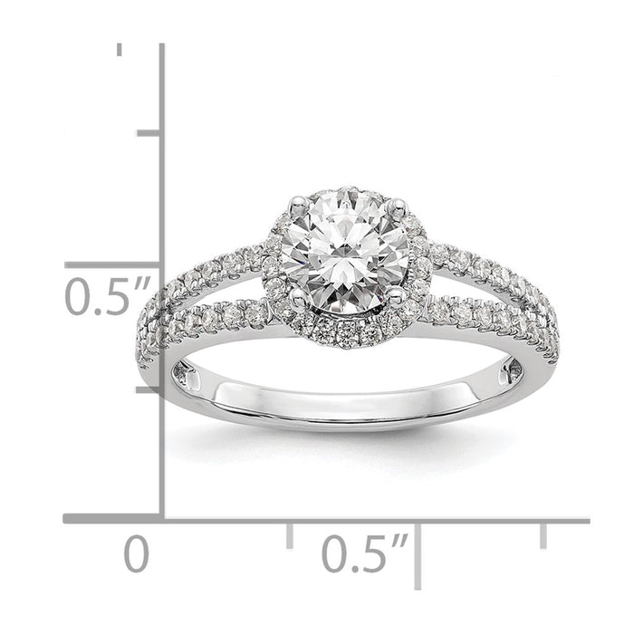 Designer 14K White Gold Round Halo Engagement Ring Setting - Stylish Value Offer-8