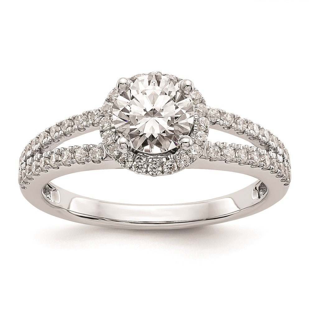 Designer 14K White Gold Round Halo Engagement Ring Setting - Stylish Value Offer