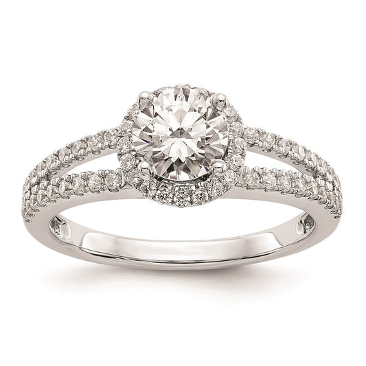 Designer 14K White Gold Round Halo Engagement Ring Setting - Stylish Value Offer