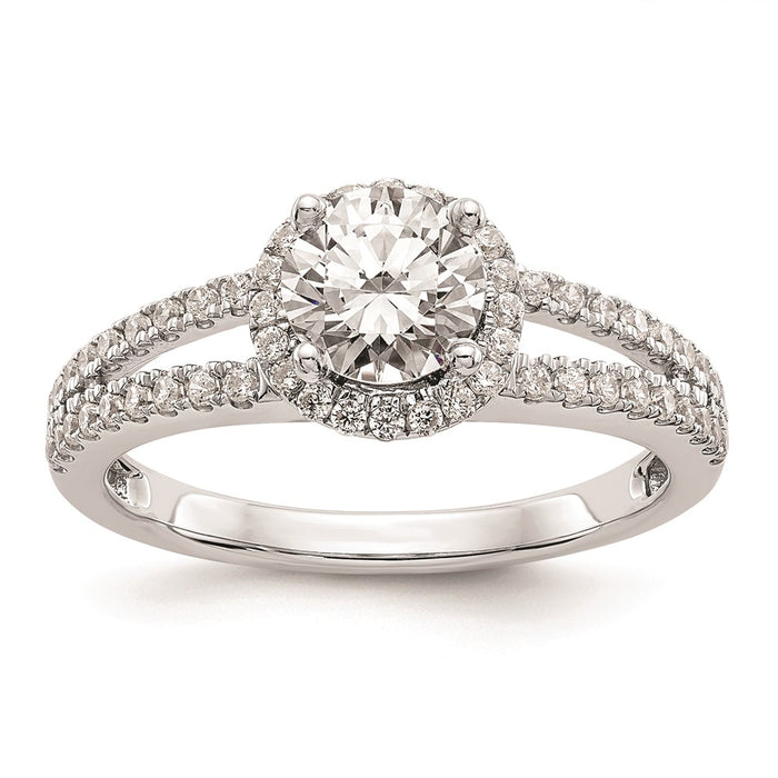 Designer 14K White Gold Round Halo Engagement Ring Setting - Stylish Value Offer-1