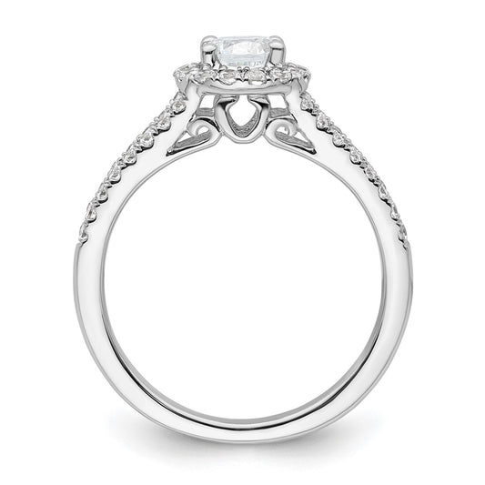 Buy Stylish 14K White Gold Halo Engagement Ring for 1/2 Carat Diamond, 5.1mm