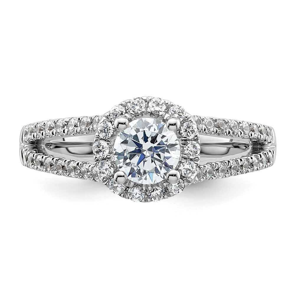 Buy Stylish 14K White Gold Halo Engagement Ring for 1/2 Carat Diamond, 5.1mm