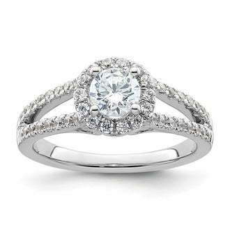 Buy Stylish 14K White Gold Halo Engagement Ring for 1/2 Carat Diamond, 5.1mm
