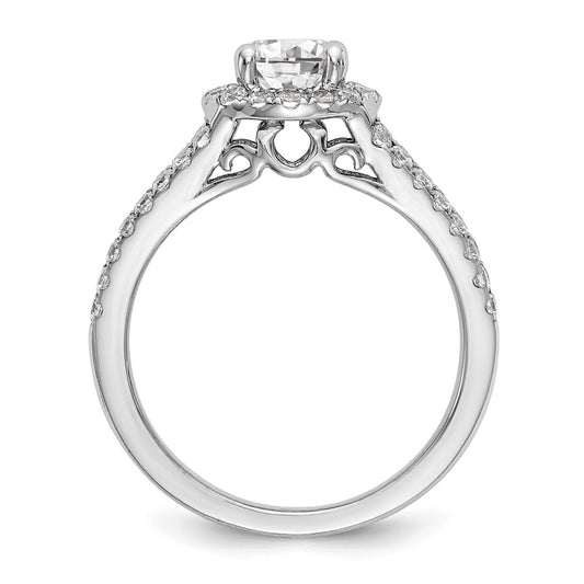 Exclusive 14K White Gold Halo Semi-Mount Engagement Ring for 1 Carat