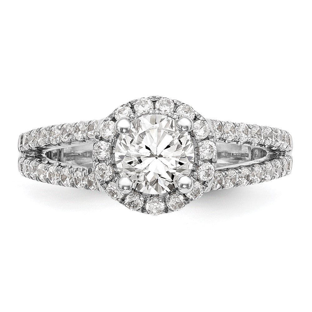 Exclusive 14K White Gold Halo Semi-Mount Engagement Ring for 1 Carat
