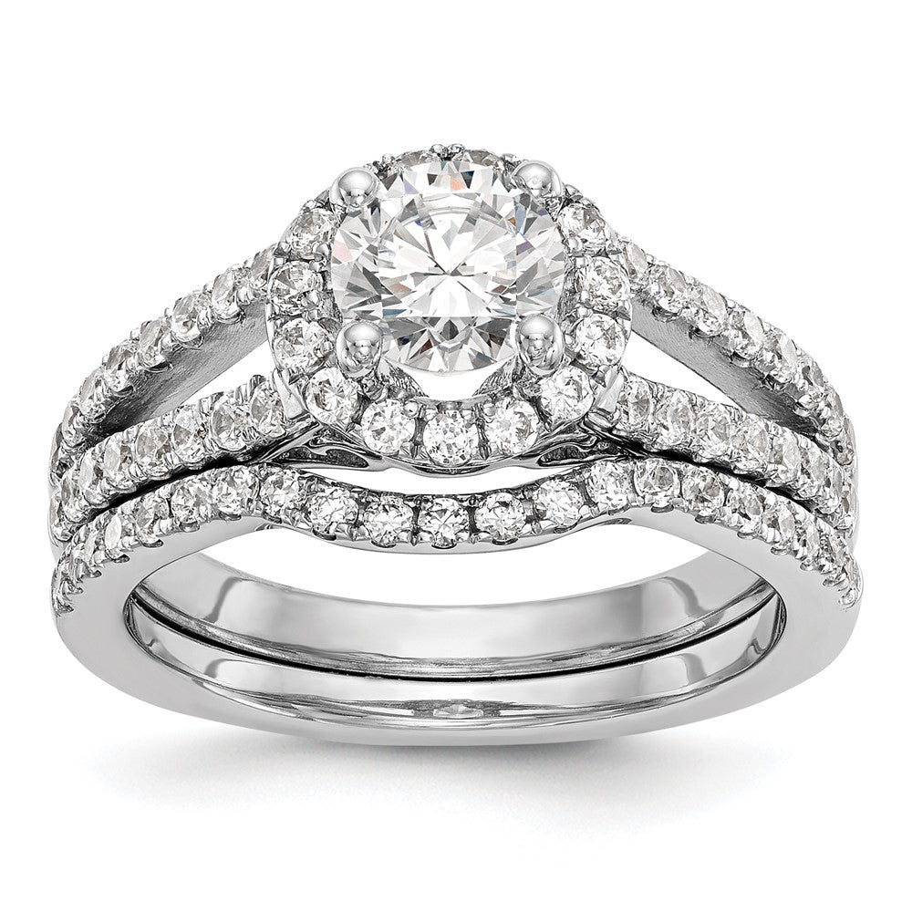 Exclusive 14K White Gold Halo Semi-Mount Engagement Ring for 1 Carat
