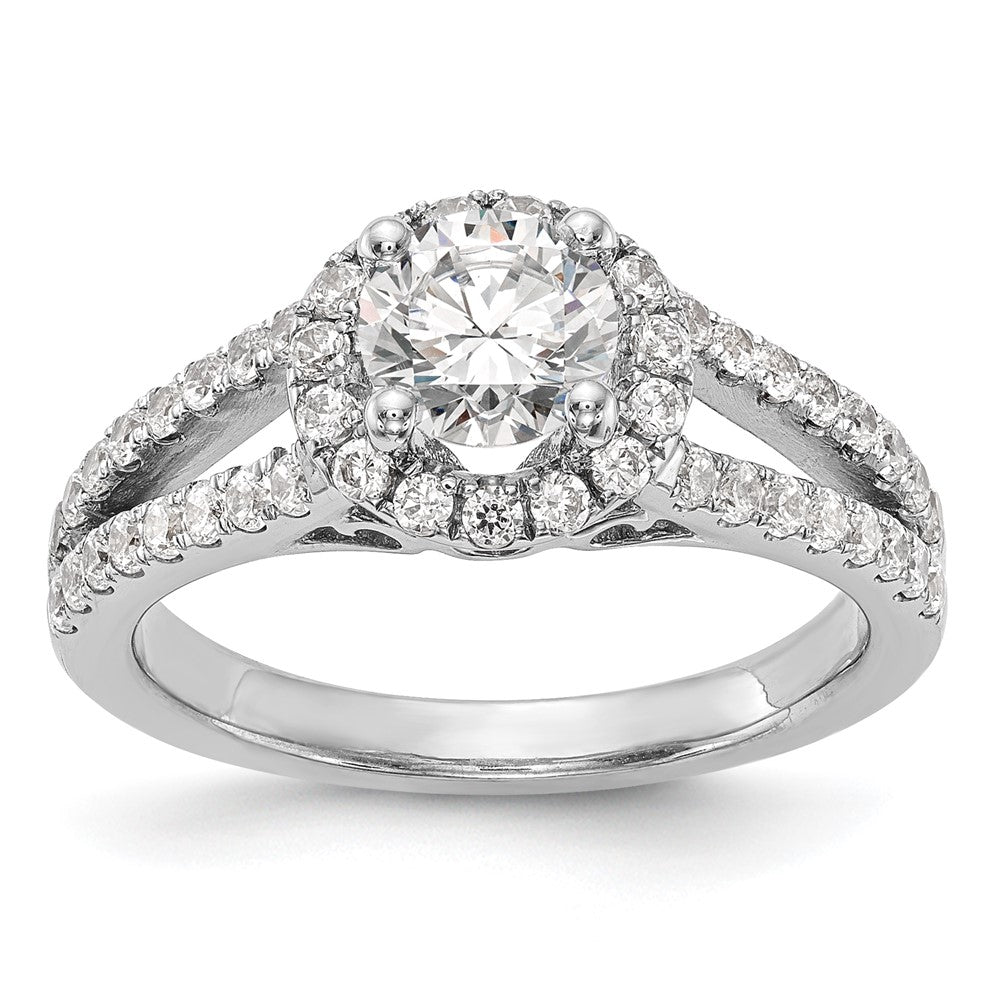 Exclusive 14K White Gold Halo Semi-Mount Engagement Ring for 1 Carat