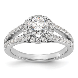 Exclusive 14K White Gold Halo Semi-Mount Engagement Ring for 1 Carat
