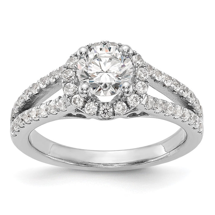 Exclusive 14K White Gold Halo Semi-Mount Engagement Ring for 1 Carat-1