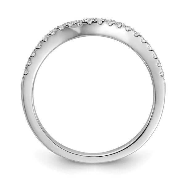 14K White Gold Diamond Contoured Wedding Band, 1/5 Carat