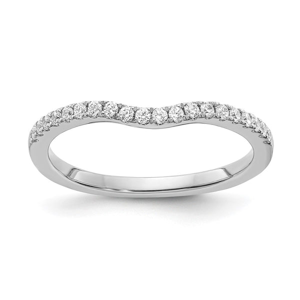 14K White Gold Diamond Contoured Wedding Band, 1/5 Carat