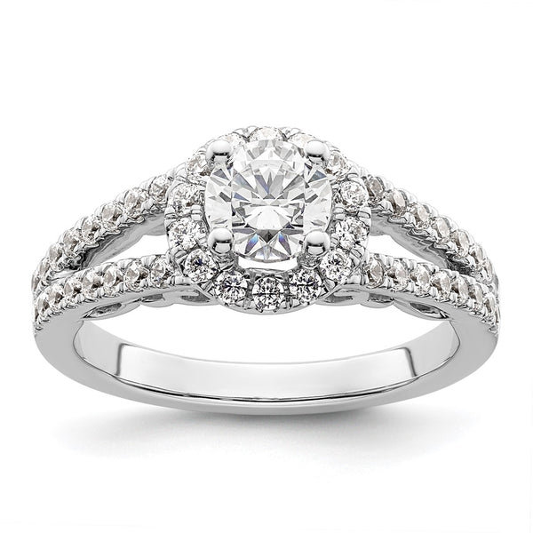 14K White Gold Halo Engagement Ring with 5/8 Carat Diamonds - Style GR1-1022767