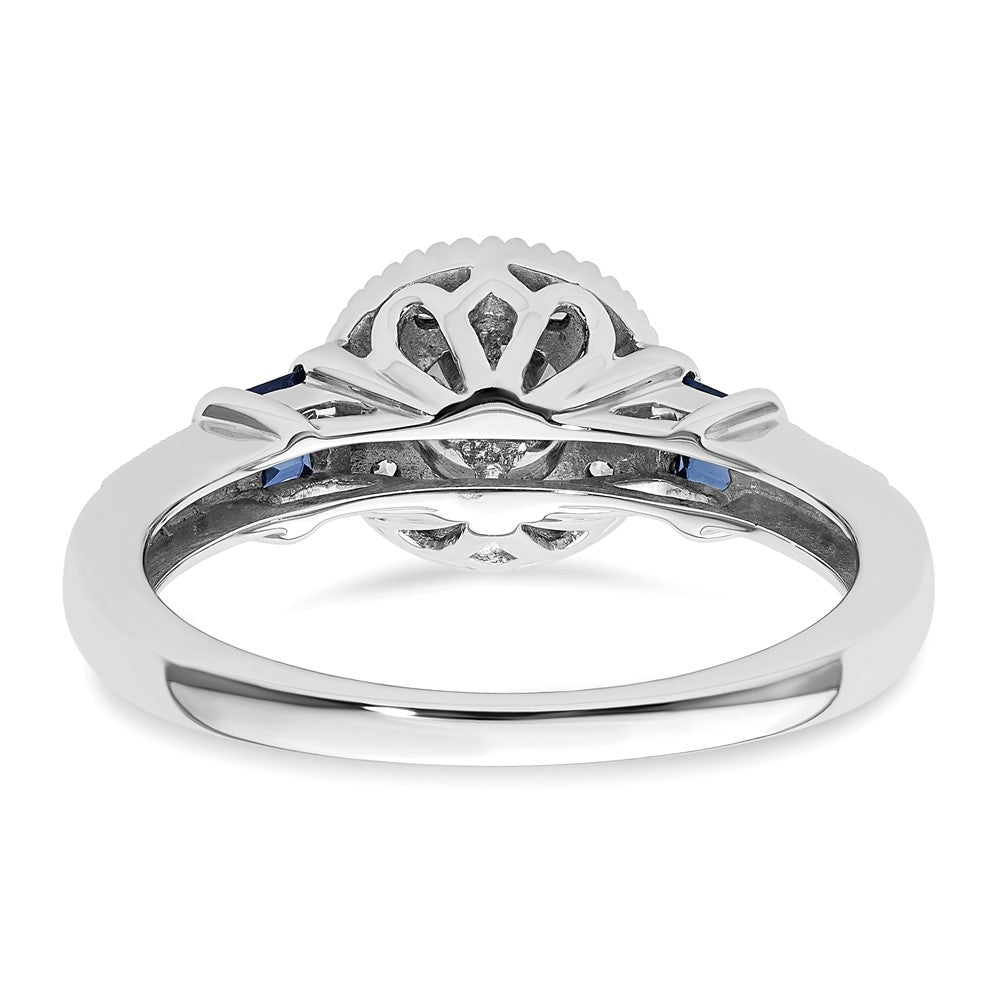 Buy 14K White Gold Halo Engagement Ring, 1/5 Carat Diamonds & Sapphires, Stylish Design for 3/8 Carat Center Stone