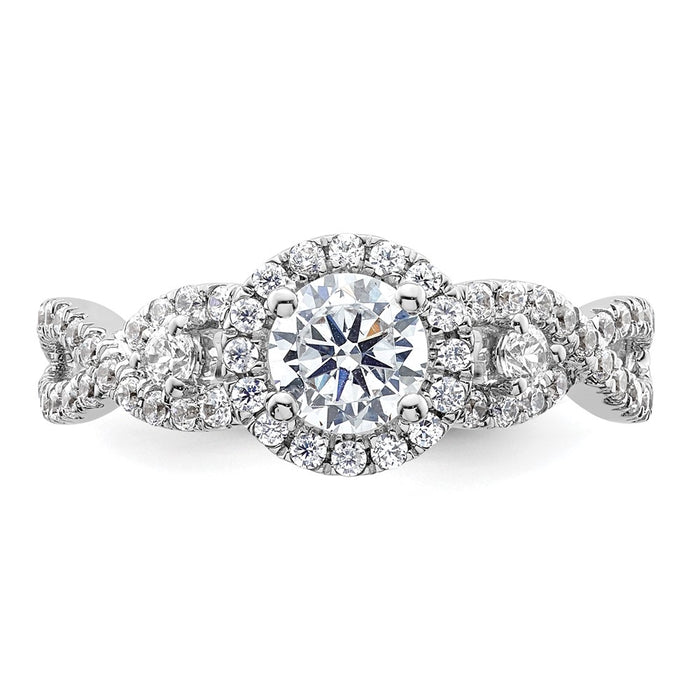 Exclusive 14K White Gold Halo Engagement Ring, Accommodates 1/2 Carat Stone-4