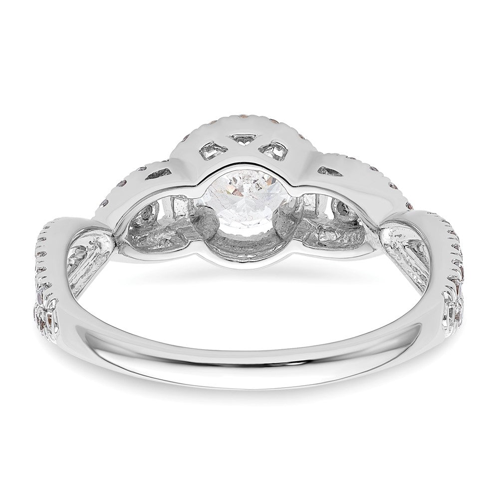 Exclusive 14K White Gold Halo Engagement Ring, Accommodates 1/2 Carat Stone